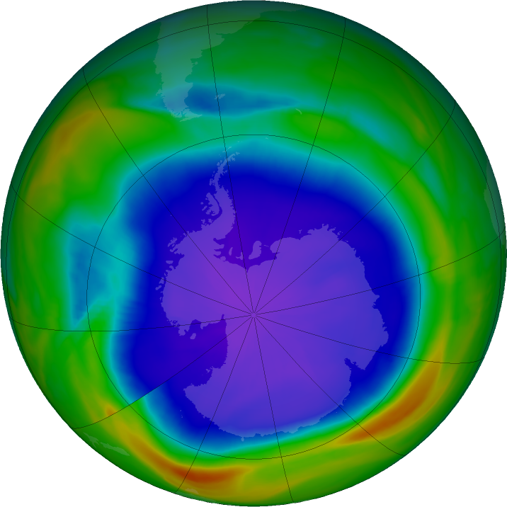 Antarctic ozone map for 24 September 2021